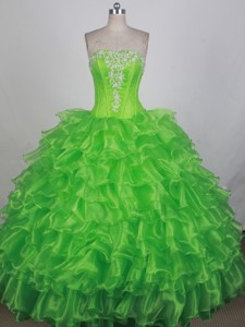 Luxurious Ball Gown Strapless Floor-length Spring Green Quinceanera Dress