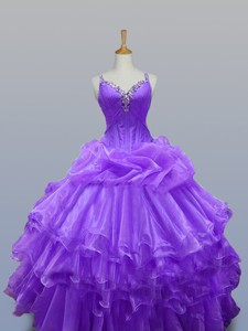 Feminine Straps Quinceanera Dress With Beading And Ruffled Layers