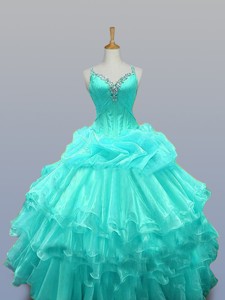 Decent Straps Quinceanera Dress With Beading And Ruffled Layers