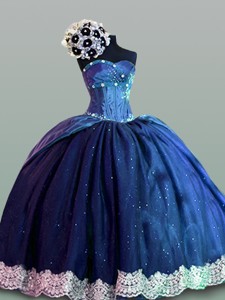 Luxurious Quinceanera Dress With Lace In Navy Blue