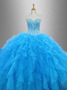 Latest Beaded Organza Quinceanera Dress With Ruffles
