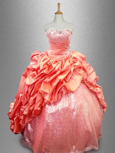 Strapless Sequins And Pick Ups Quinceanera Gowns In Taffeta