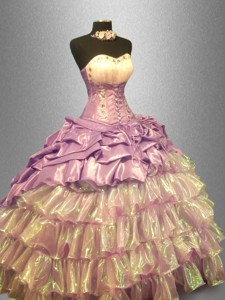 Flirting Sweetheart Quinceanera Dress With Beading And Ruffled Layers