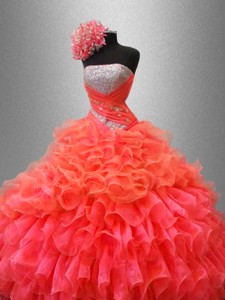 Organza Ruffles Fashionable Sweet 16 Dress With Sequins