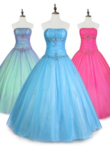 Pretty Strapless Ball Gown Sweet 16 Dress With Beading