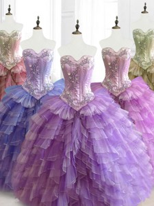 Beautiful Multi Color Sweetheart Quinceanera Dress With Beading And Ruffles