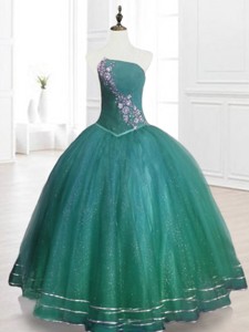 Classical Strapless Beading Sweet 16 Dress In Dark Green