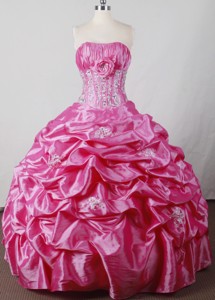 Sweet Ball Gown Strapless Floor-length Hot Pink Quincenera Dress