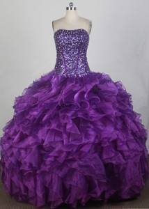 Elegant Ball Gown Strapless Floor-length Quinceanera Dress