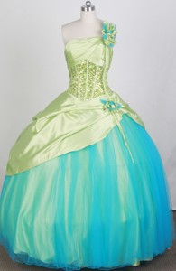 Pretty Ball Gown One Shoulder Neck Floor-length Quinceanera Dress