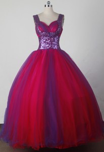 Fashionable Ball Gown Straps Floor-length Red Quinceanera Dress