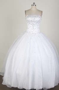 Low Price Ball Gown Strapless Floor-length WhiteQuinceanera Dress