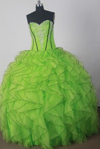 Fashionable Strapless Floor-length Green Quinceanera Dress