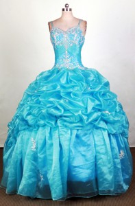Perfect Ball Gown Straps Floor-length Aqua Quinceanera Dress