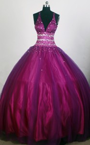 Pretty Ball Gown Halter top Floor-length Quinceanera Dress