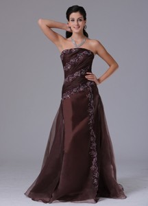 Wholesale Brown Column Appliques Decorate Prom Celebity Dress With Strapless In Bloomfield Conn