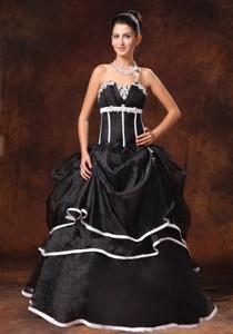 Black Organza Strapless Appliques New Style Prom Gowns In Daphne Alabama