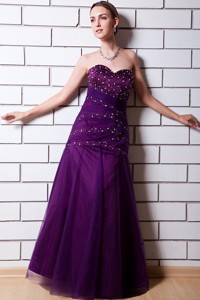 Purple Sweetheart Beading Evening Dress Tulle And Taffeta Floor-length