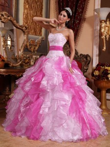 Multi-colored Sweetheart Floor-length Organza Beading and RuchingQuinceanera Dress