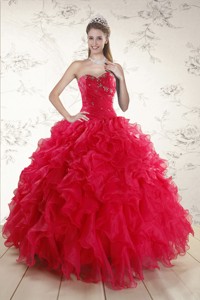 Pretty Sweetheart Beading Quinceanera Dress In Red
