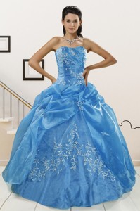 Classical Baby Blue Quinceanera Dress With Embroidery