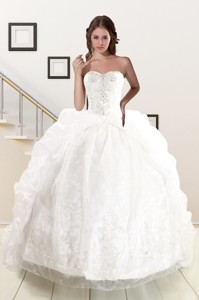 Exquisite Appliques White Brush Train Quinceanera Dress With Appliques And Pick Ups