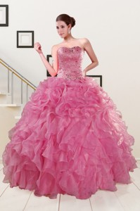 Pink Pretty Quinceanera Dress Sweetheart With Ruffles