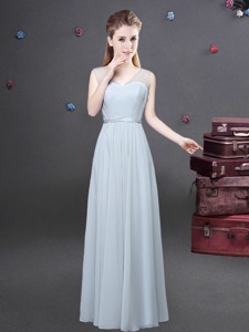 Traditional Empire V Neck Ruched Dama Dress in Grey