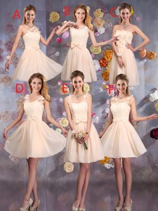 Delicate Champagne Bridesmaid Dress With Hand Made Flowers