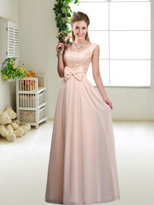 Perfect Bowknot Scoop Bridesmaid Dress In Champagne