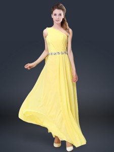 Fashionable One Shoulder Bridesmaid Dress In Yellow