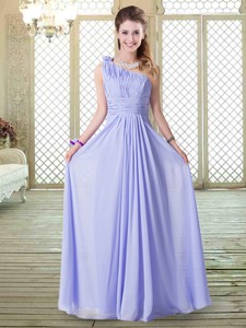 Lovely Empire One Shoulder Bridesmaid Dress In Lavender