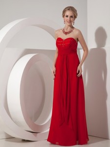 Customize Wine Red Column Sweetheart Chiffon Beading Elegant Bridesmaid Dress Floor-length