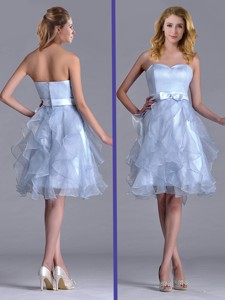 Cheap Empire Sweetheart Bowknot Lavender Bridesmaid Dress In Knee Length