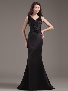 Mermaid Evening Dress With V-neck Bowknot And Ruch