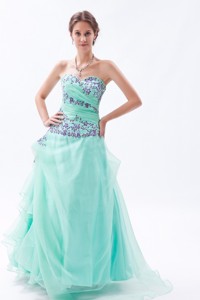 Apple Green Empire Sweetheart Evening Dress Embroidery With Beading Floor-length Organza