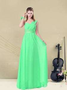 Simple Empire One Shoulder Bridesmaid Dress With Ruching And Belt