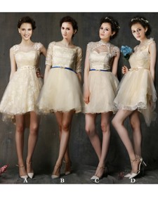 New Arrivals A Line Short Bridesmaid Dress in Champagne