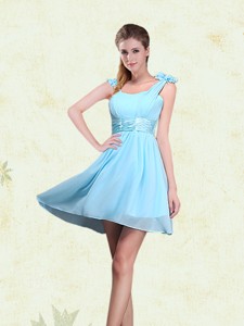 A Line Straps Bridesmaid Dress With Ruching And Bowknot
