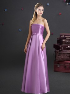 New Style Spring Bowknot Lilac Bridesmaid Dress with Strapless