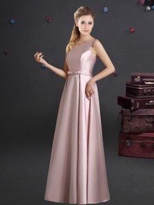 Beautiful Empire One Shoulder Bowknot Pink Bridesmaid Dress