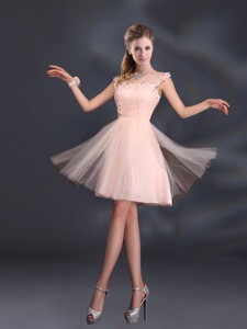A Line Tulle Sturning Bridesmaid Dress With Straps