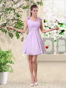 Suitable A Line Straps Bridesmaid Dress With Hand Made Flowers