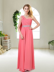 Pretty One Shoulder Sequined Bridesmaid Dress In Watermelon Red