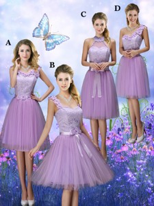 New Style Appliques Tulle Bridesmaid Dress With Knee Length