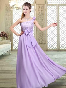 Spring High Neck Lace Lavender Bridesmaid Dress