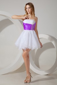 Top Selling White Short Bridesmaid Dress With Belt And Beading