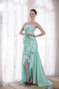 Apple Green Princess Strapless High-low Taffeta Evening Dress