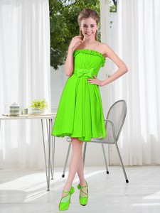 A Line Strapless Bowknot Custom Made Bridesmaid Dress In Spring Green