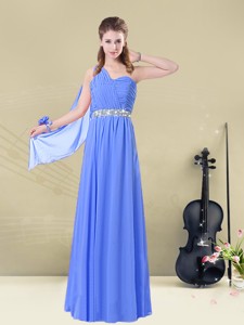 Hot Sale One Shoulder Bridesmaid Dress With Ruching And Belt
